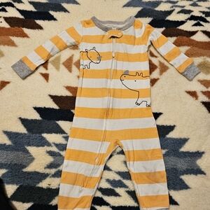 Striped Orange White and Gray Kids One Piece